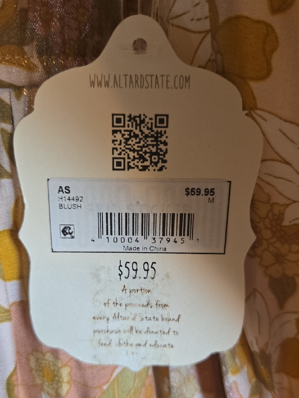 Altar'd State Floral Peasant Blouse in Mustard, Peach & Cream M - Picture 12 of 12